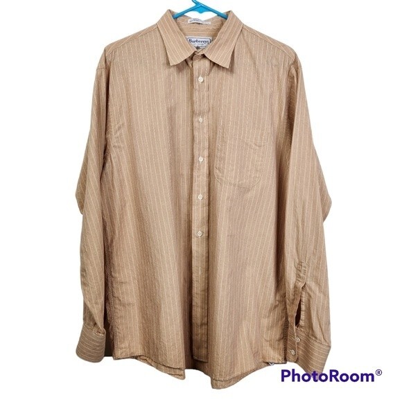 Vintage Burberrys of London Men's Striped Long Sleeve Button Down Shirt Size 17